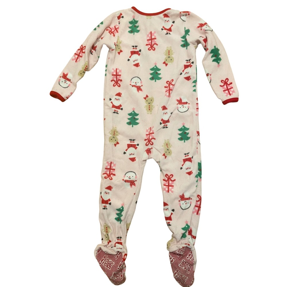 Just One You Carter's 3T Pink Christmas Footed Pajamas Santa Snowman Gingerbread - Picture 2 of 3